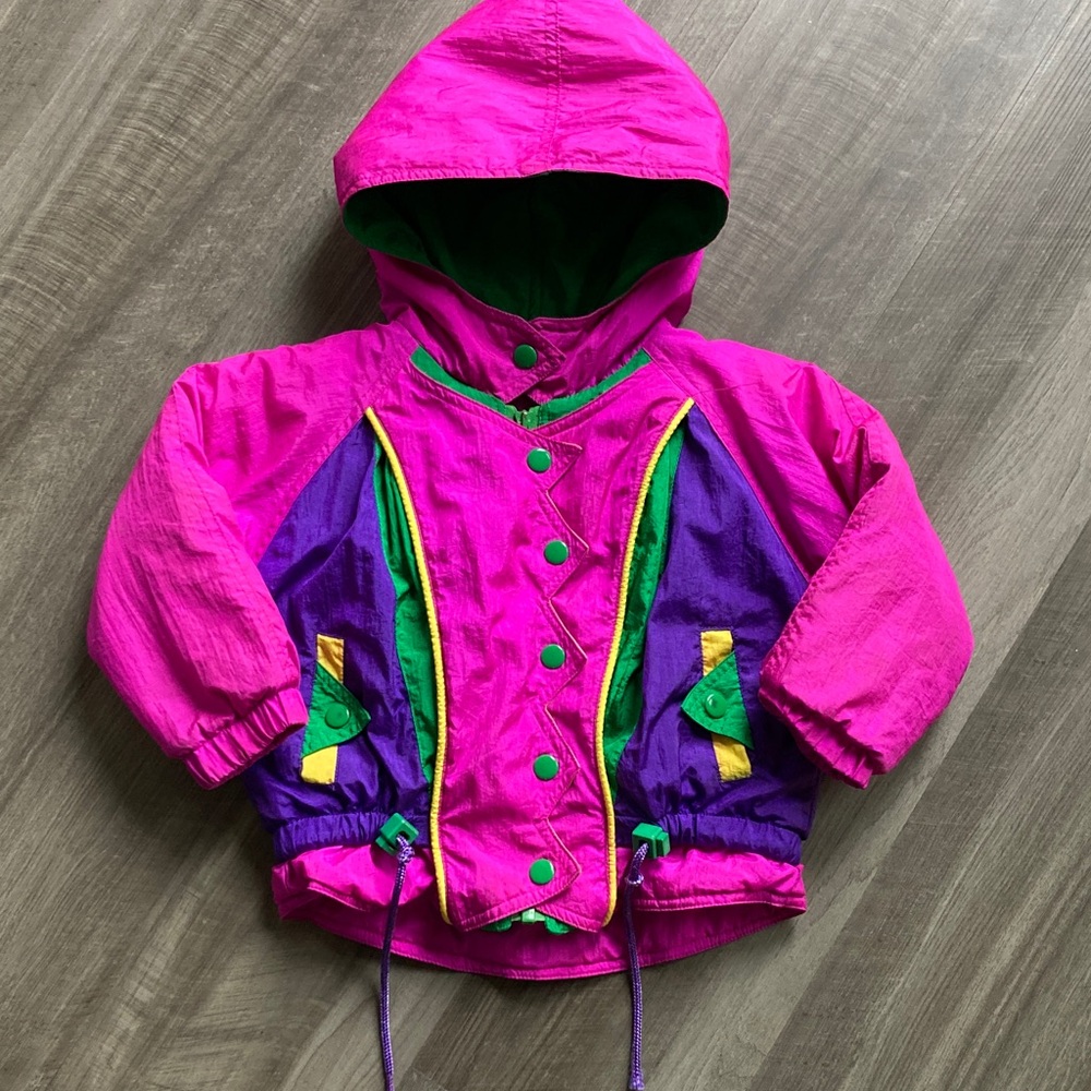 Vintage 80s 90s Andy Johns Kids Ski Puffer Colorblock Jacket coat sz s/m 3